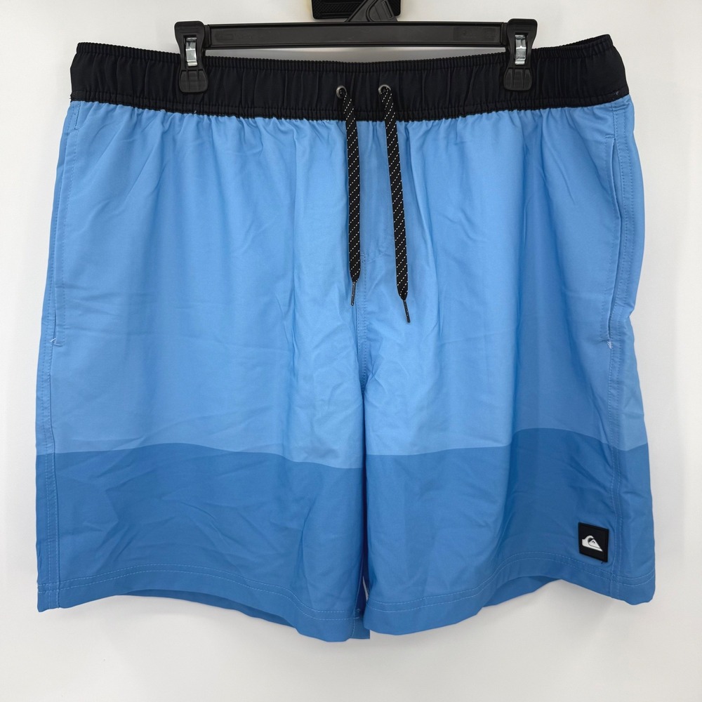 Quiksilver Swim Trunks Men XL Blue Colorblock 7" Inseam Board Shorts 1774122 NEW
